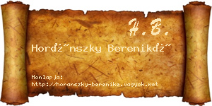 Horánszky Bereniké névjegykártya